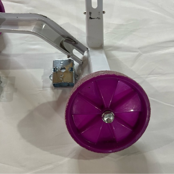 Girls 16 Inch Purple/White Adjustable Bicycle Training Wheels Used - Picture 7 of 16